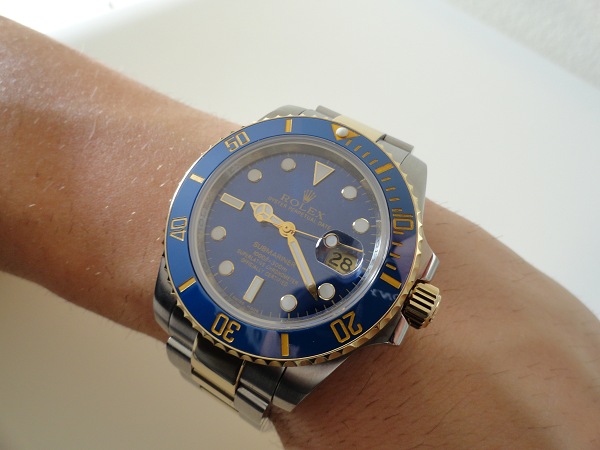 Rolex Submariner Date Blue Diamond Dial de dos tonos oro amarillo Reloj de la reproducción